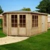 Shire Rowney 4.3m X 3m Corner Log Cabin Summerhouse With Side Shed (28mm)