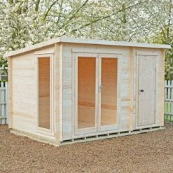 Shire Walsoken 3.6m X 2.4m Log Cabin With Side Shed (19mm)