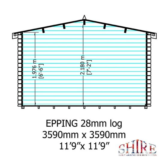 Shire Epping 3.6m X 3.6m Log Cabin Summerhouse (28mm) - Image 4