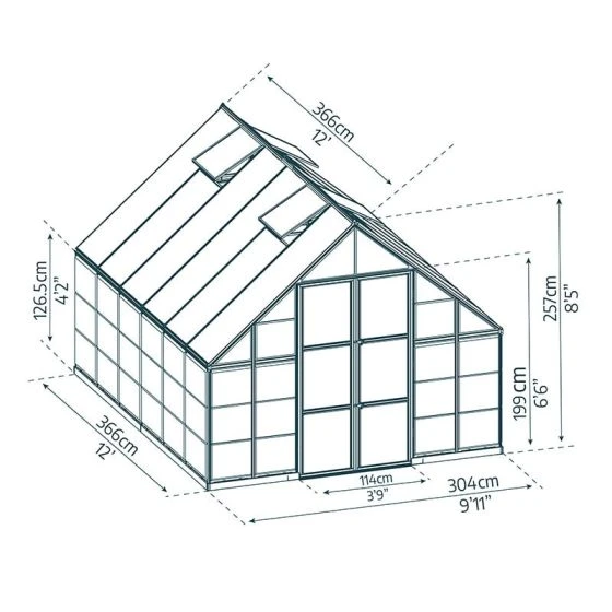 10' X 12' Palram Canopia Balance Silver Greenhouse (3.04m X 3.66m) - Image 3