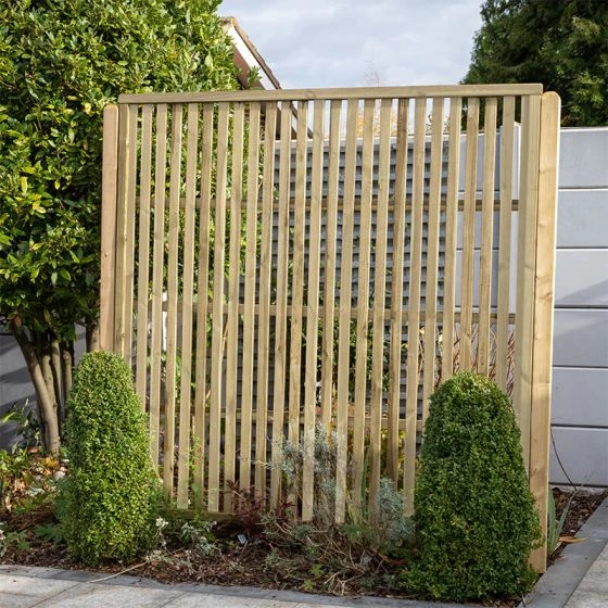 Forest 6' X 6' Pressure Treated Vertical Slatted Garden Screen Panel (1.8m X 1.8m)