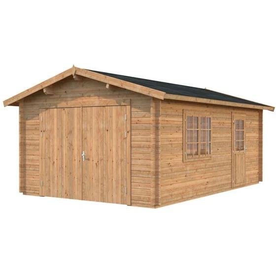Palmako Roger 3.6m X 5.5m Log Cabin Single Garage (44mm) - Double Doors - Image 9