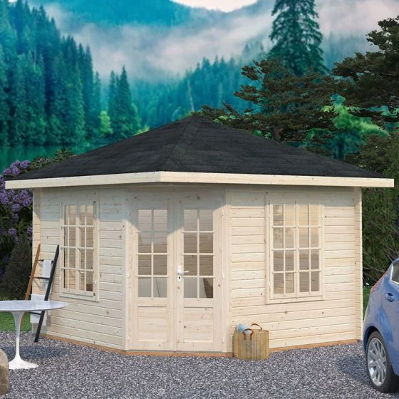 Palmako Melanie 3.5m X 3.5m Corner Log Cabin Summer House (44mm) - Image 11