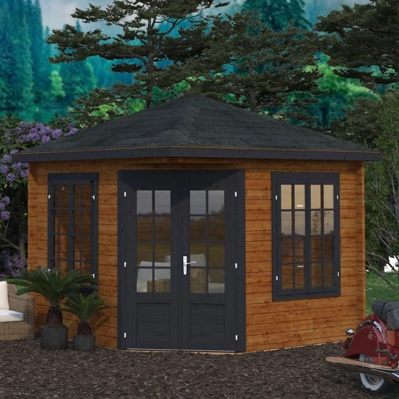 Palmako Melanie 3.5m X 3.5m Corner Log Cabin Summer House (44mm) - Image 10