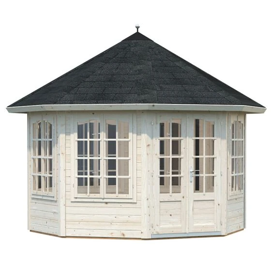 Palmako Veronica 3.4m X 3.4m Octagonal Summer House Log Cabin (34mm) - 7 Windows - Image 9