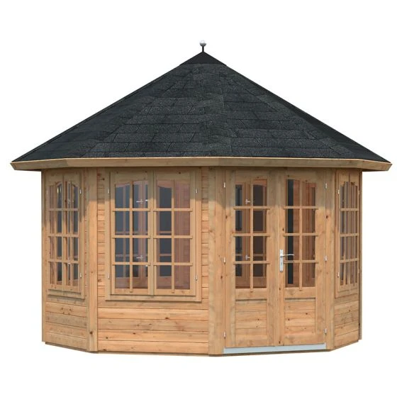 Palmako Veronica 3.4m X 3.4m Octagonal Summer House Log Cabin (34mm) - 7 Windows - Image 10