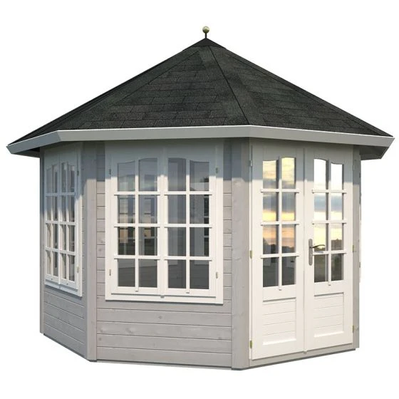 Palmako Veronica 3.4m X 3.4m Octagonal Summer House Log Cabin (34mm) - 7 Windows - Image 11