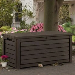 5'1 X 2'5 Keter Hingham Plastic Garden Storage Box - Brown (1.55m X 0.73m)
