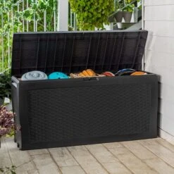 3'10 X 1'6 Keter Samoa Plastic Garden Storage Box - Anthracite (1.17m X 0.45m)