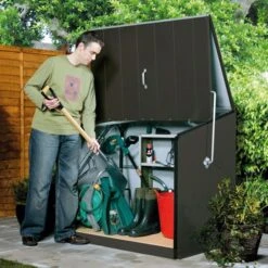 4'5 X 2'9 Trimetals Stowaway Metal Garden Storage Shed - Anthracite (1.37m X 0.88m)