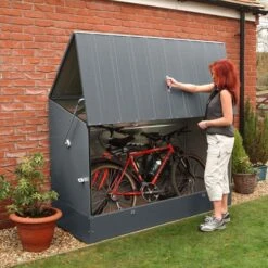 6'4 X 2'9 Trimetals Ramped Metal Bike Shed - Anthracite (1.96m X 0.89m)