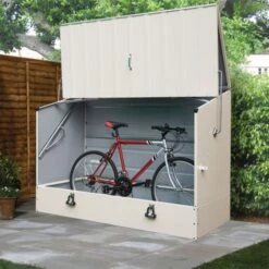 6'4 X 2'9 Trimetals Protect.a.Cycle Metal Bike Shed With Ramp - Cream (1.95m X 0.88m)