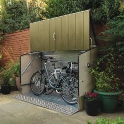 6'4 X 2'9 Trimetals Protect.a.Cycle Metal Bike Shed With Ramp - Green (1.95m X 0.88m)