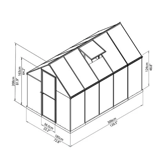 6'x10' Palram Canopia Mythos Large Walk In Silver Polycarbonate Greenhouse (1.8x3m) - Image 3