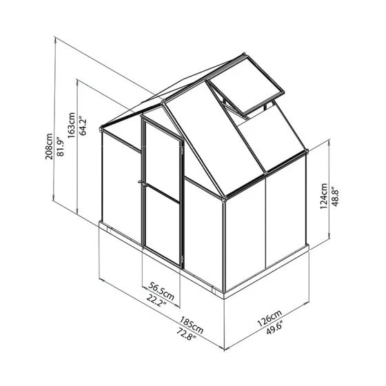 6'x4' Palram Canopia Mythos Small Silver Polycarbonate Greenhouse (1.8x1.2m) - Image 3