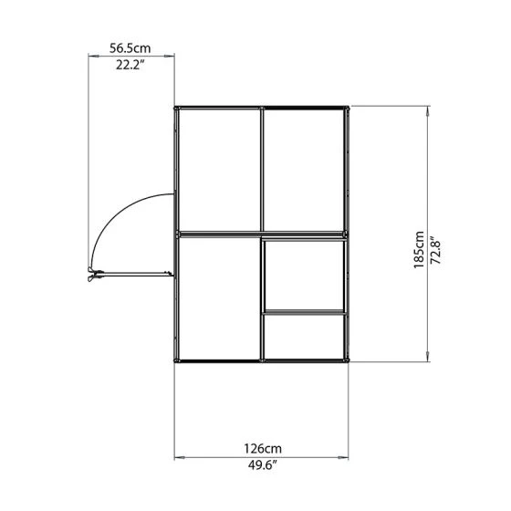 6'x4' Palram Canopia Mythos Small Silver Polycarbonate Greenhouse (1.8x1.2m) - Image 4