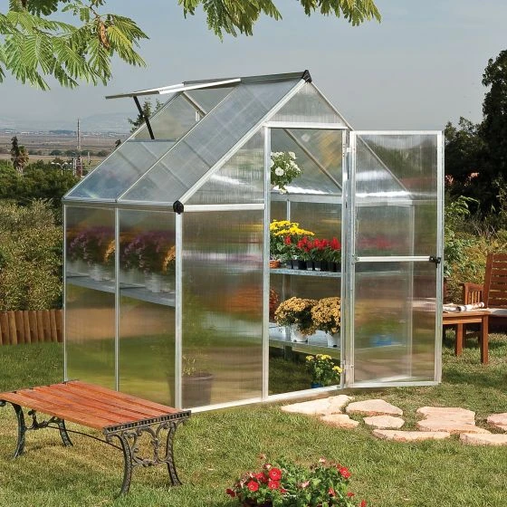 6'x4' Palram Canopia Mythos Small Silver Polycarbonate Greenhouse (1.8x1.2m) - Image 2