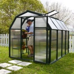 6'x8' Palram Canopia Rion EcoGrow Green Greenhouse With Resin Frame (2.04m X 2.63m)