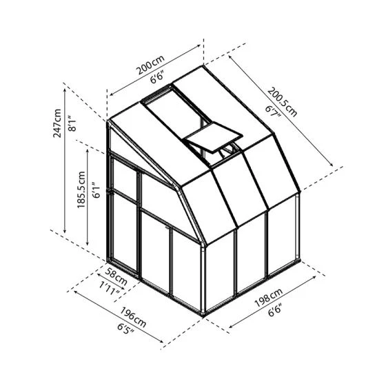 6'x6' Palram Canopia Rion White Lean To Sun Room (1.8x1.8m) - Image 4