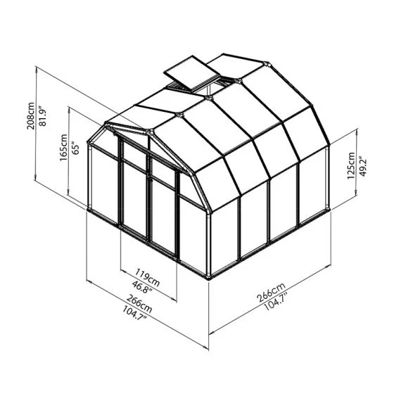 8'x8' Palram Canopia Rion Hobby Gardener Walk In Green Greenhouse (2.4x2.4m) - Image 4
