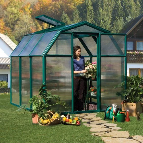 6'x6' Palram Canopia Rion EcoGrow Small Green Polycarbonate Greenhouse (1.8x1.8m)
