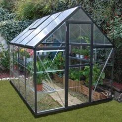6' X 8' Palram Canopia Hybrid Grey Greenhouse (1.85m X 2.41m)
