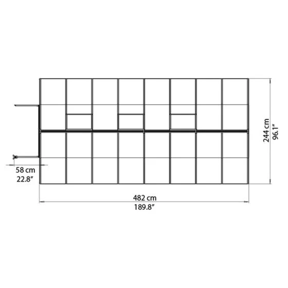 8'x16' Palram Canopia Bella Large Walk In Silver Aluminium Framed Greenhouse (2.4x4.8m) - Image 4
