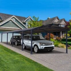 12' X 35' Palram Canopia Arcadia 10600 Grey Metal Carport (3.59m X 10.72m)