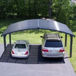 16' X 19' Palram Canopia Arizona Wave Grey Metal Double Carport (4.95m X 5.78m)