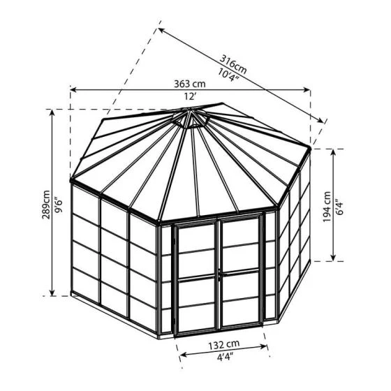 12' X 10' Palram Canopia Oasis Hexagonal Greenhouse (3.63m X 3.16m) - Image 3