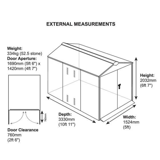 5'2 X 10'11 Asgard Secure Motorbike Garage Plus (1.52m X 3.33m) - Image 2