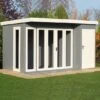 12x8 Shire Aster Contemporary Wooden Summer House With Side Shed