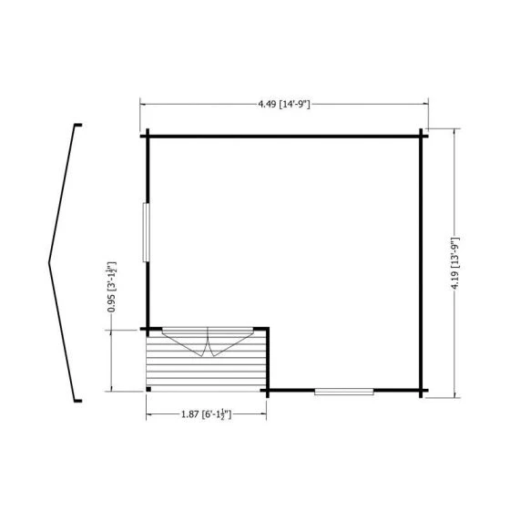 Shire Azay 2 4.5m X 4.2m Log Cabin Summer House (28mm) - Image 3
