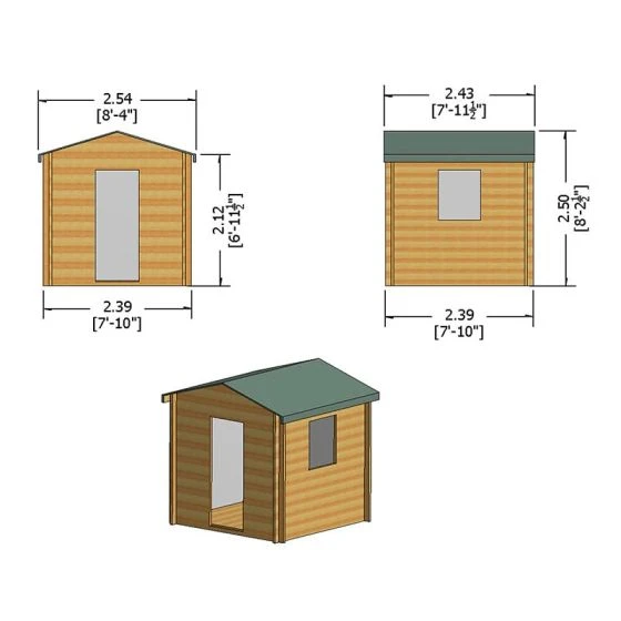 Shire Danbury 2.5m X 2.4m Log Cabin Shed (19mm) - Image 3