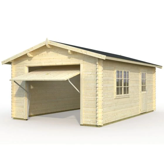 Palmako Roger 3.6m X 5.5m Log Cabin Single Garage (44mm) - Up And Over Door - Image 4