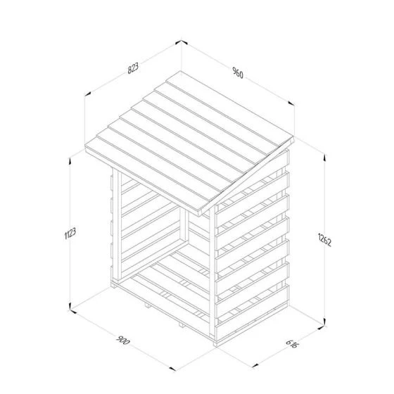 3'2 X 2'8 Forest Pent Small Logstore (1m X 0.8m) - Image 4