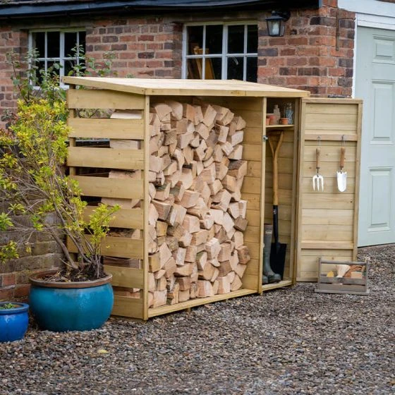 6'5 X 2'3 Forest Pent Logstore With Tool Storage (2m X 0.7m)