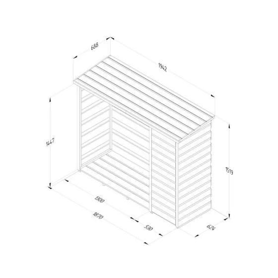 6'5 X 2'3 Forest Pent Logstore With Tool Storage (2m X 0.7m) - Image 3