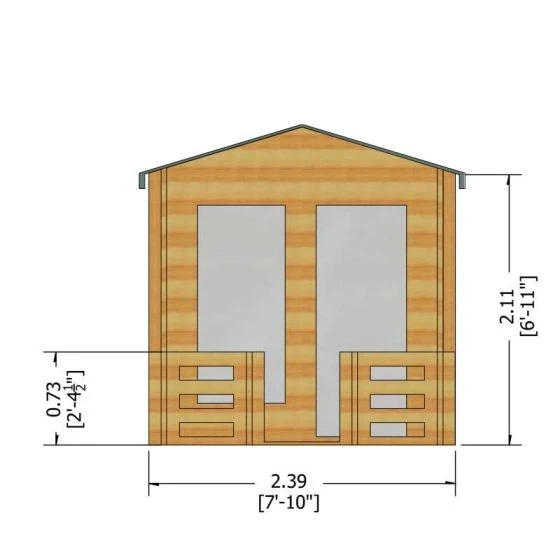 Shire Maulden 2.4m X 3.2m Log Cabin Summer House (19mm) - Image 3