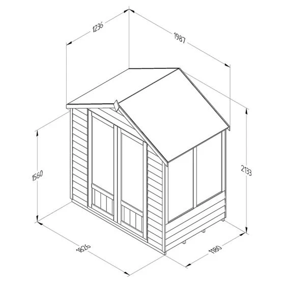 6' X 4' Forest Oakley 25yr Guarantee Double Door Apex Summer House (1.99m X 1.24m) - Image 2