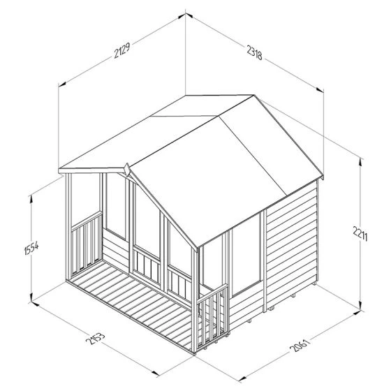 7' X 7' Forest Oakley 25yr Guarantee Double Door Apex Summer House (2.32m X 2.13m) - Image 2