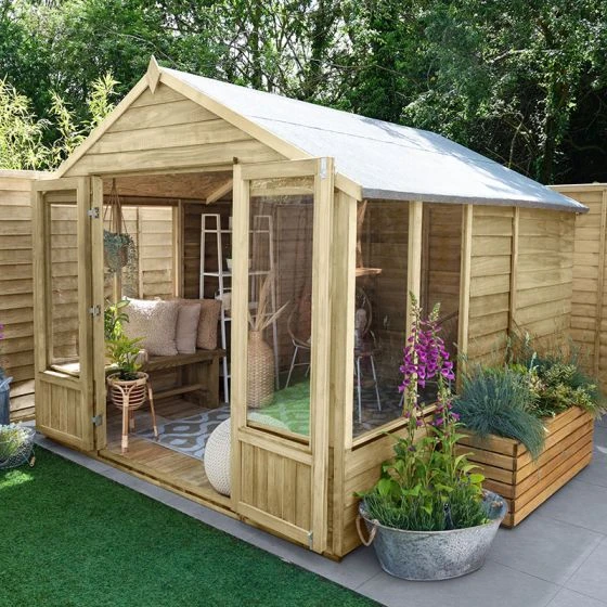 8' X 10' Forest Oakley 25yr Guarantee Double Door Apex Summer House (2.61m X 3.01m)