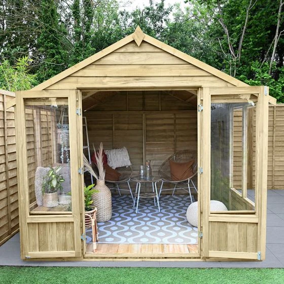 8' X 10' Forest Oakley 25yr Guarantee Double Door Apex Summer House (2.61m X 3.01m) - Image 6