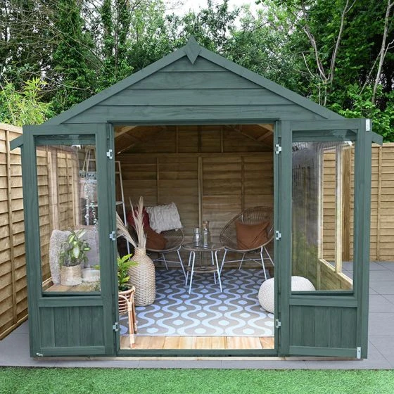8' X 10' Forest Oakley 25yr Guarantee Double Door Apex Summer House (2.61m X 3.01m) - Image 8