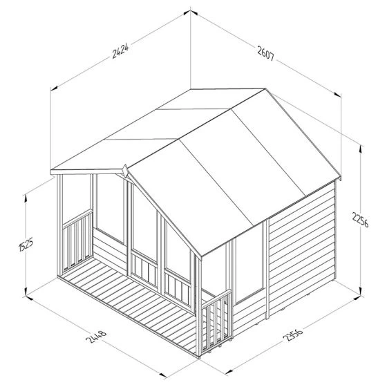 8' X 8' Forest Oakley 25yr Guarantee Double Door Apex Summer House (2.61m X 2.42m) - Image 2