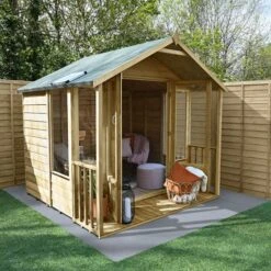 8' X 8' Forest Oakley 25yr Guarantee Double Door Apex Summer House (2.61m X 2.42m)