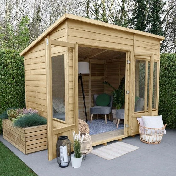 7' X 5' Forest Oakley 25yr Guarantee Double Door Pent Summer House (2.25m X 1.67m)
