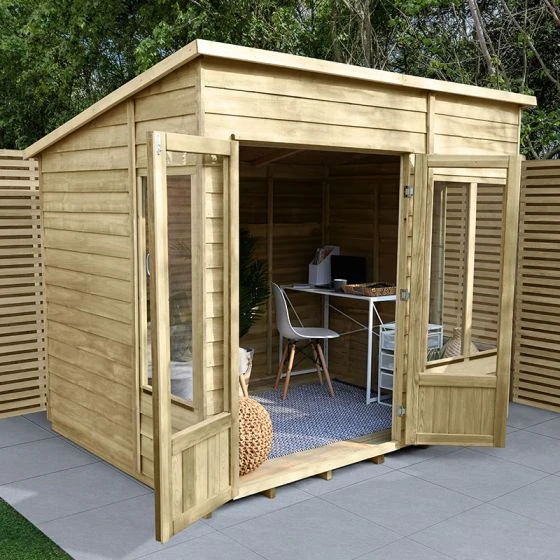 7' X 5' Forest Oakley 25yr Guarantee Double Door Pent Summer House (2.25m X 1.67m) - Image 4