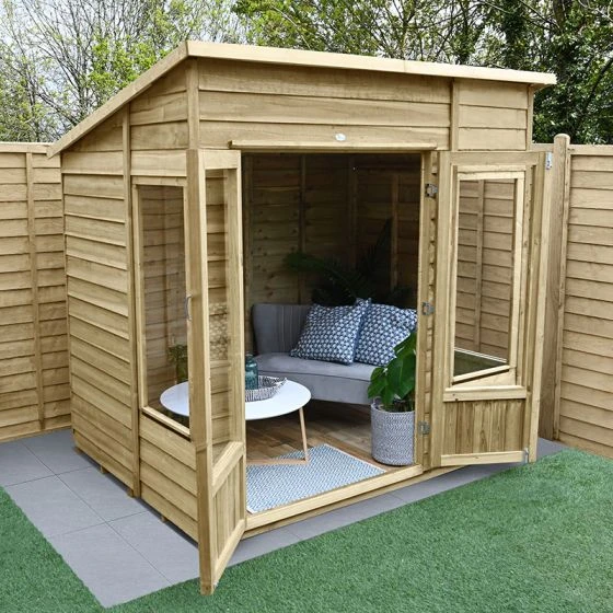 7' X 5' Forest Oakley 25yr Guarantee Double Door Pent Summer House (2.25m X 1.67m) - Image 9