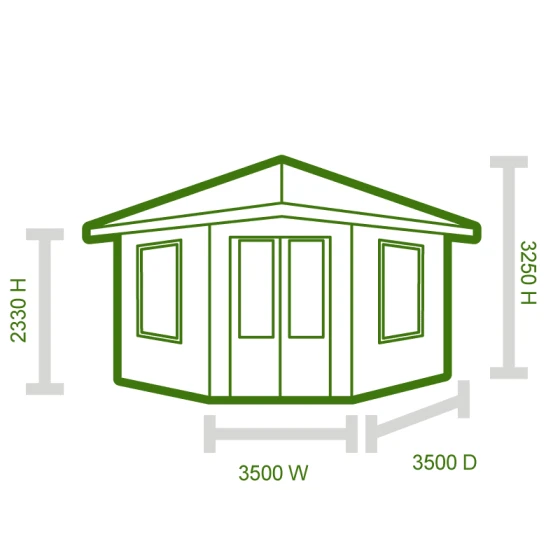 Palmako Melanie 3.5m X 3.5m Corner Log Cabin Summer House (44mm) - Image 6